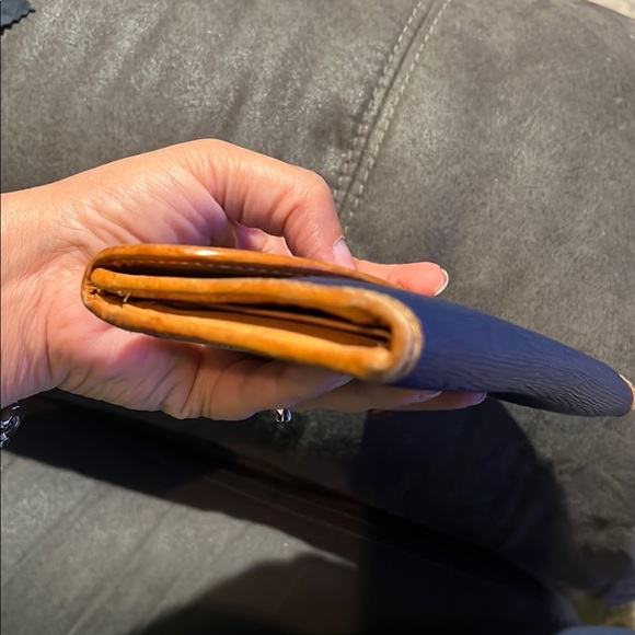 Dooney & Bourke Navy and Tan Saffiano wallet - Picture 7 of 16